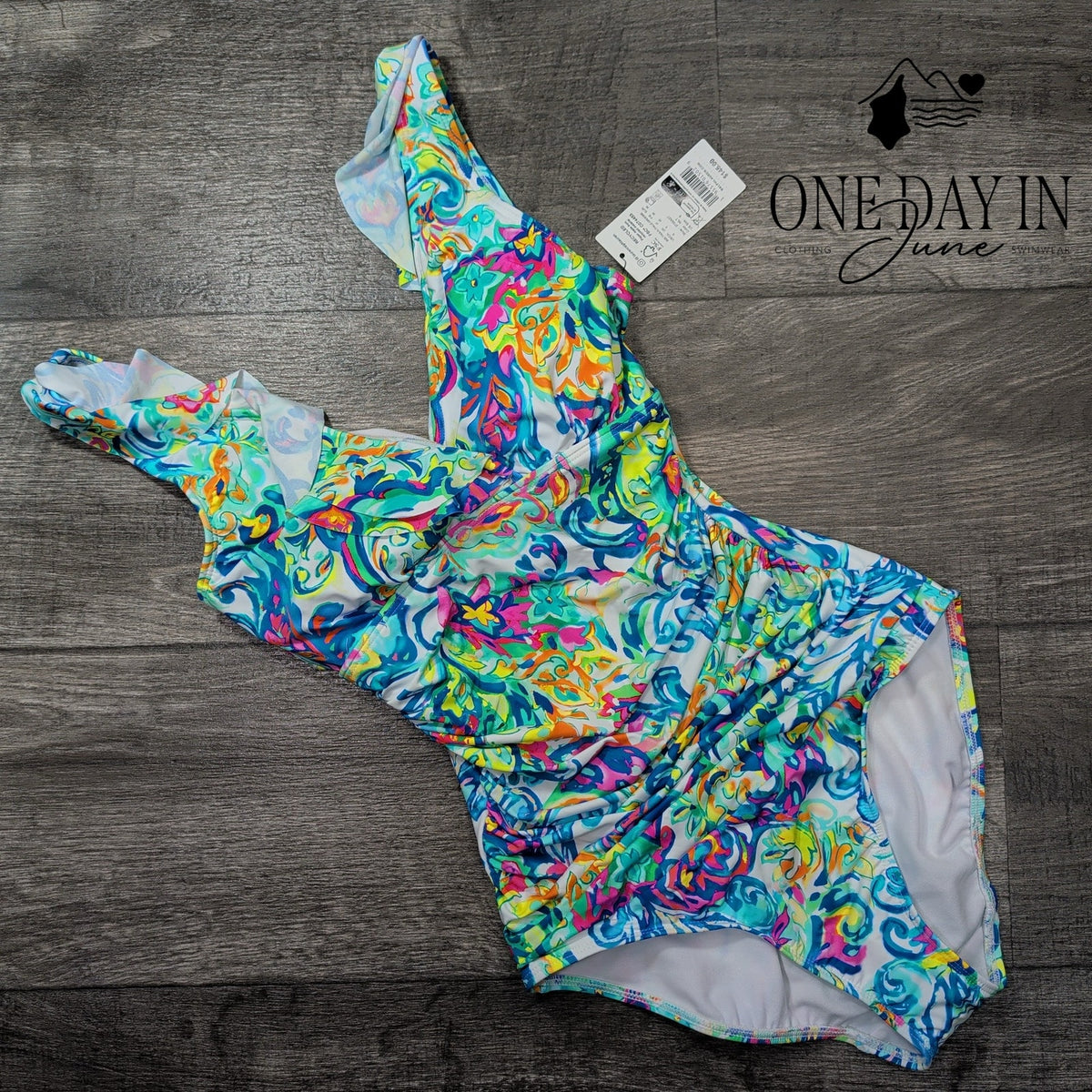 Ralph Lauren Ruffle Surplice One Piece Swimsuit Multicolor NWT Size 6