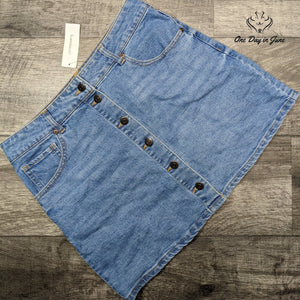 Harper Heritage Francesca Button Front Denim Mini Skirt Blue NWT Size L