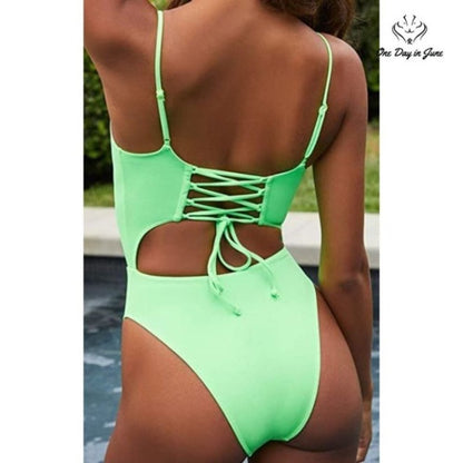 Meyeeka Scoop Neck Cut Out One Piece Swimsuit Size S