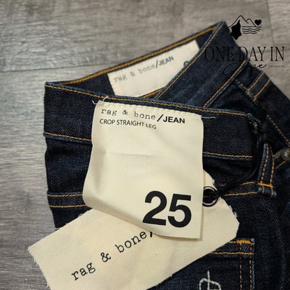 Rag & Bone Crop Straight Leg Jeans Dark Wash Denim NWT $198 Size 0 (25)