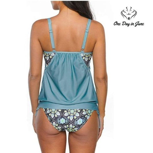 Century Star Floral Padded Tank Top Bikini Size XXL