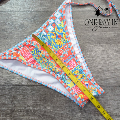 Aleumdr Adjustable Triangle Tie Side Bikini Swimsuit Size S