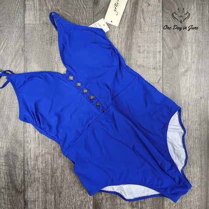 Gottex Date Night Sapphire V-Neck One Piece Swimsuit Size 12