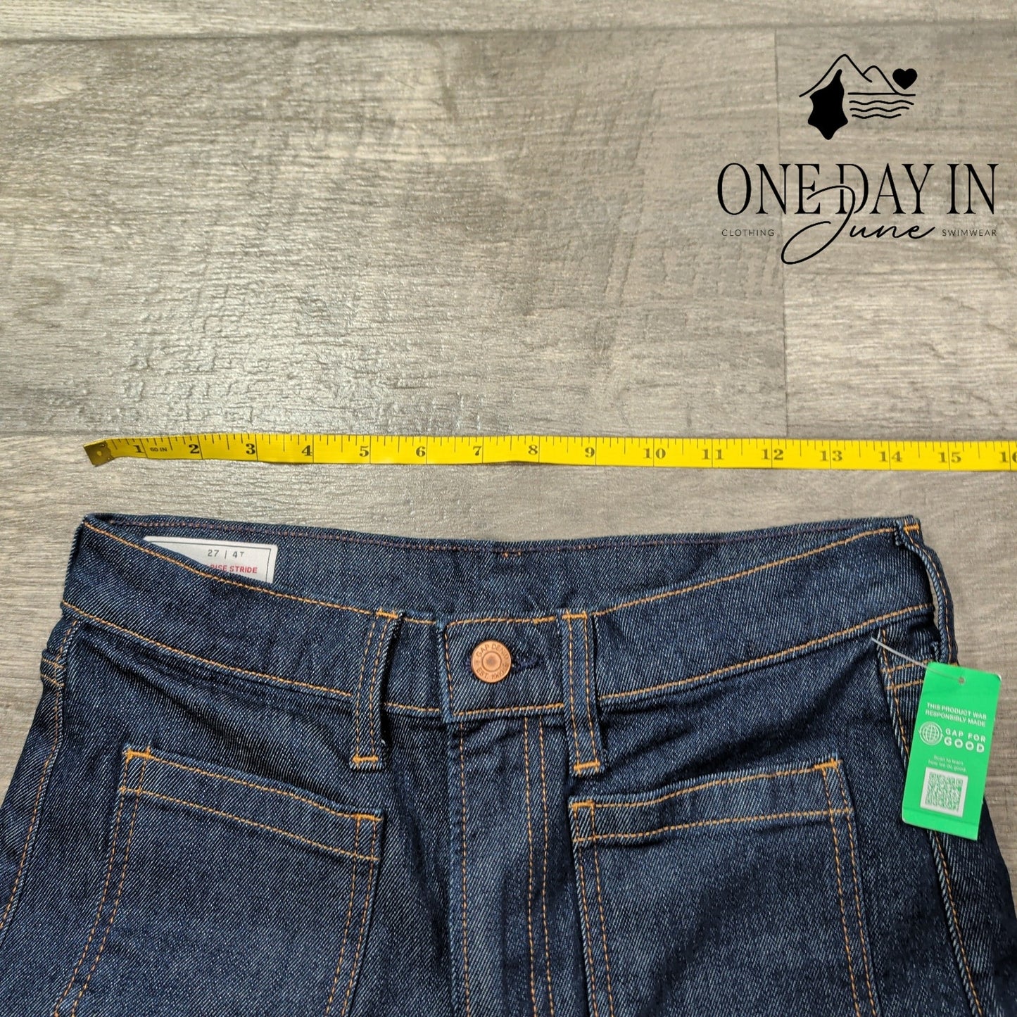 Gap High Rise Stride Wide Leg Jeans Dark Rinse Patch Pocket NWT Size 4 (27)