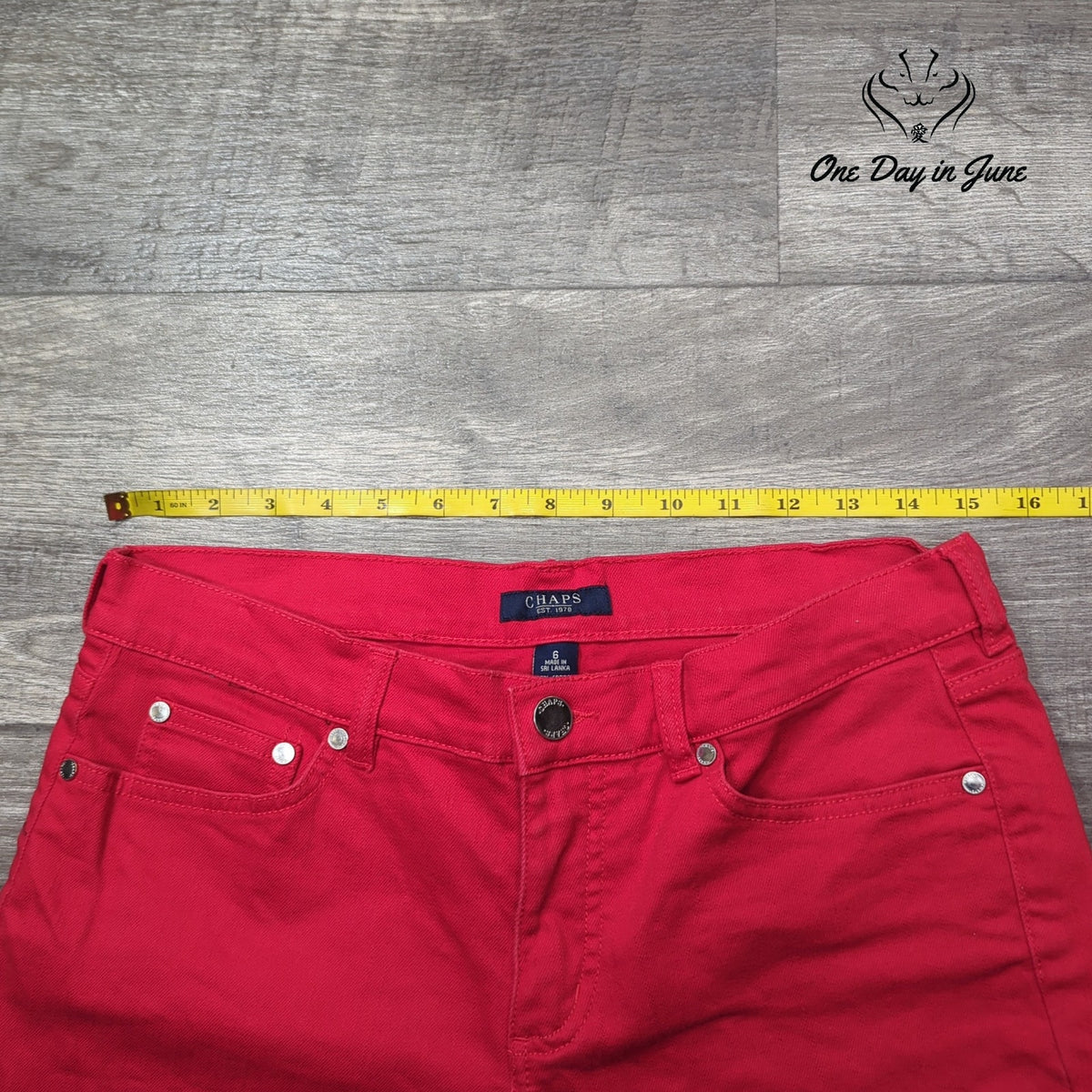 Chaps Cropped Jeans Red Pink Capri Pants Stretch Denim Size 6