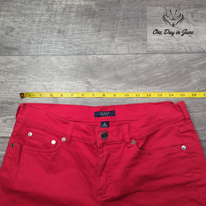 Chaps Cropped Jeans Red Pink Capri Pants Stretch Denim Size 6