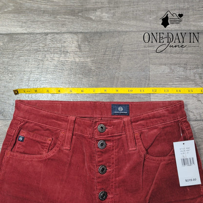 AG Adriano Goldschmied Corduroy Straight Leg Pants Rust Red NWT Size 4 (27)