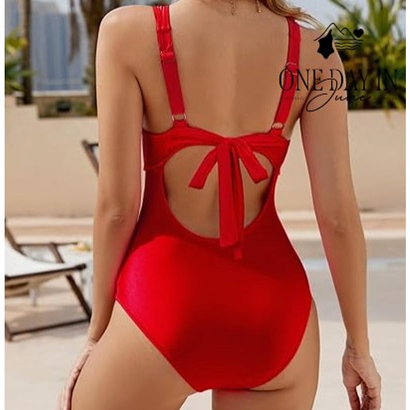 Vimpunec Cut Out Tie Back One Piece Swimsuit Red NWT Size XL