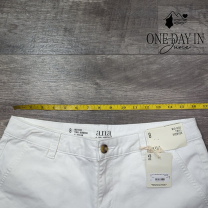 A.n.a Mid Rise Twill Bermuda Shorts Size 8
