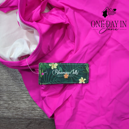 Blooming Jelly Ruffle Shoulder One Piece Swimsuit Size L