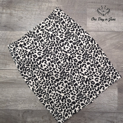 Ann Taylor Petite Leopard Print Pencil Mini Skirt Black White Size 0P