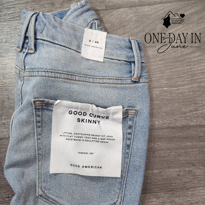 Good American Good Curve Skinny Crossover Jeans Light Wash NWT Size 2