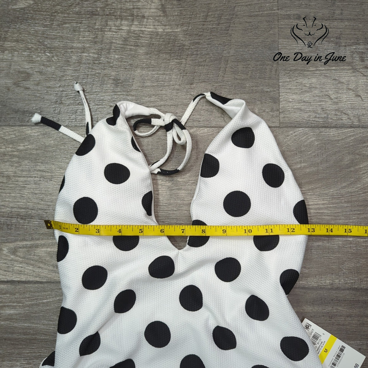 Bar III This And Dot Polka Dot Plunging One Piece Swimsuit NWT Size M