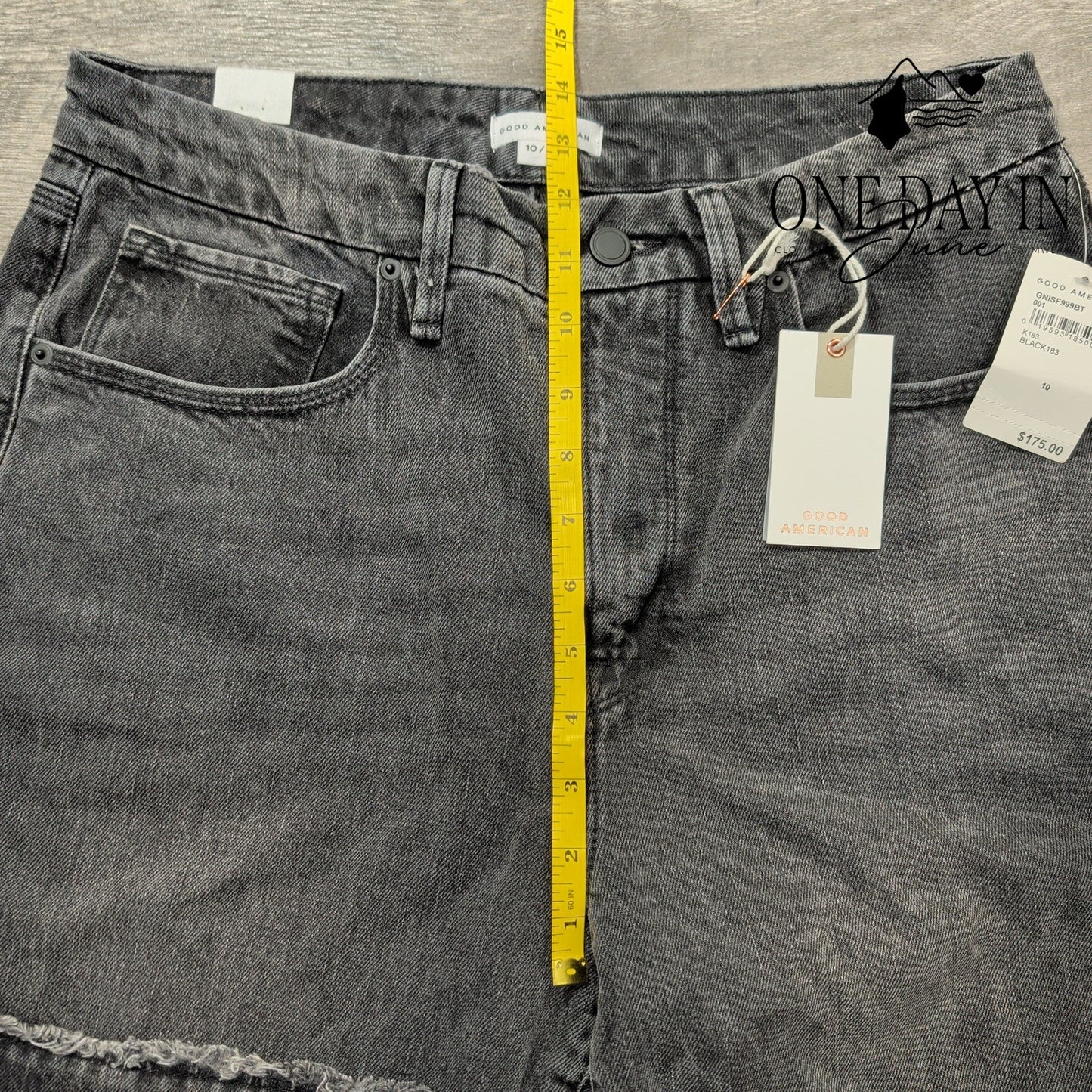 Good American Good 90s Baggy Jeans Black NWT Raw Seam $175 Size 10 (30)