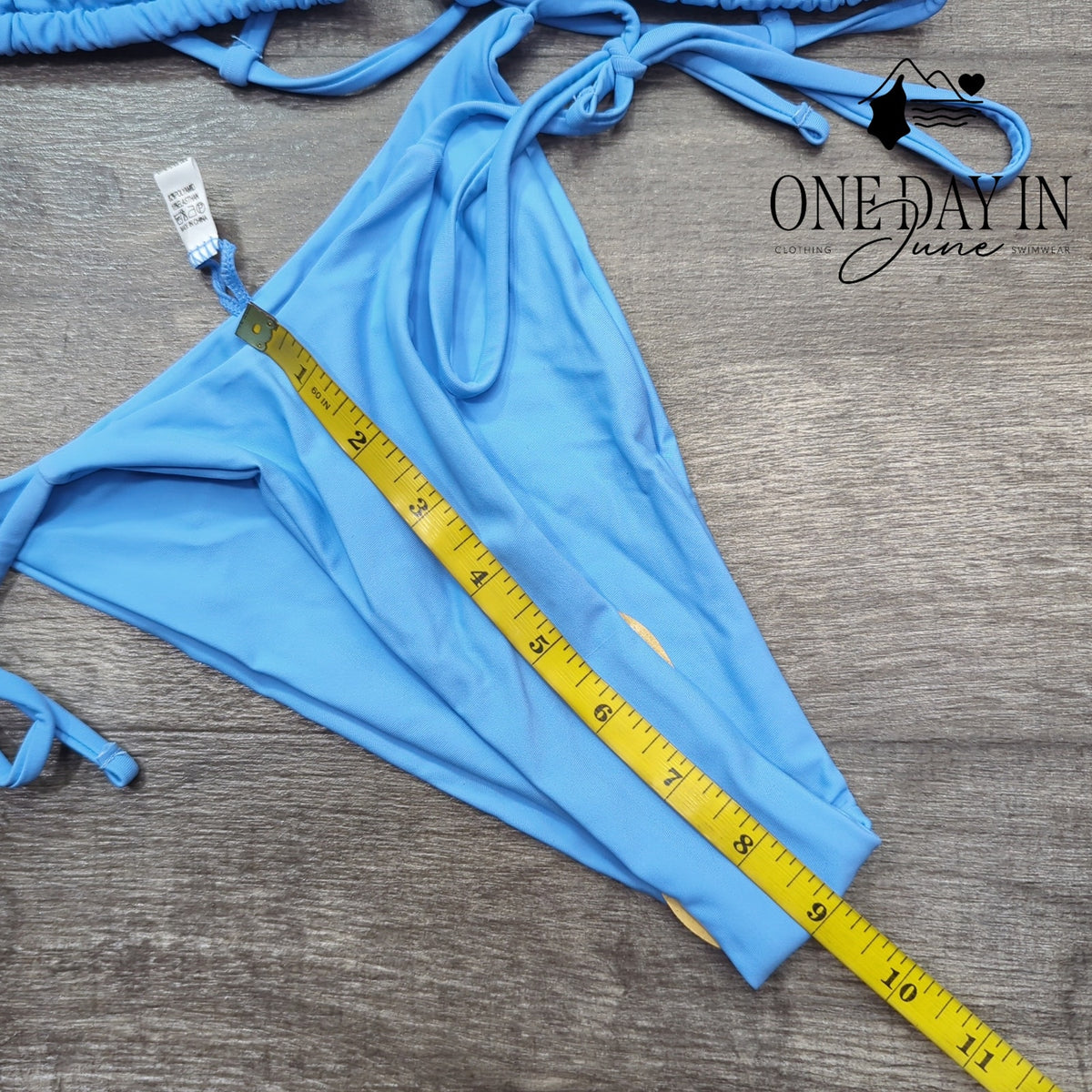 Adisputent Triangle Bikini Swimsuit Blue Adjustable Tie Side 2 Piece Size XS