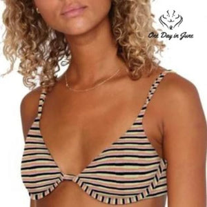RVCA Cosmic Way Underwire Bikini Top Striped NWT $65 Size L