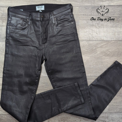 Agolde Premium Coated Skinny Jeans Black Leather Look Size 29 (8)