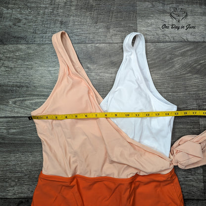 Felnart V Neck Colorblock One Piece Swimsuit Size L