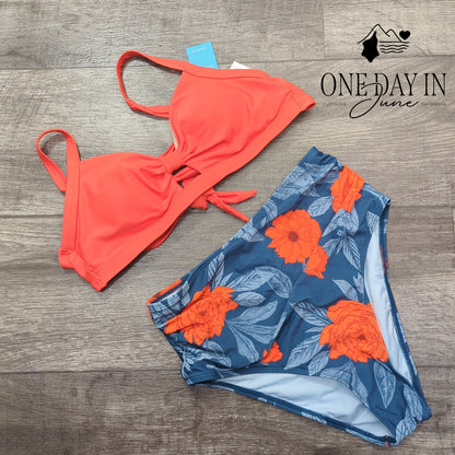 Cupshe Tie Back Hey Hole High Waist Bikini Swimsuit Size S