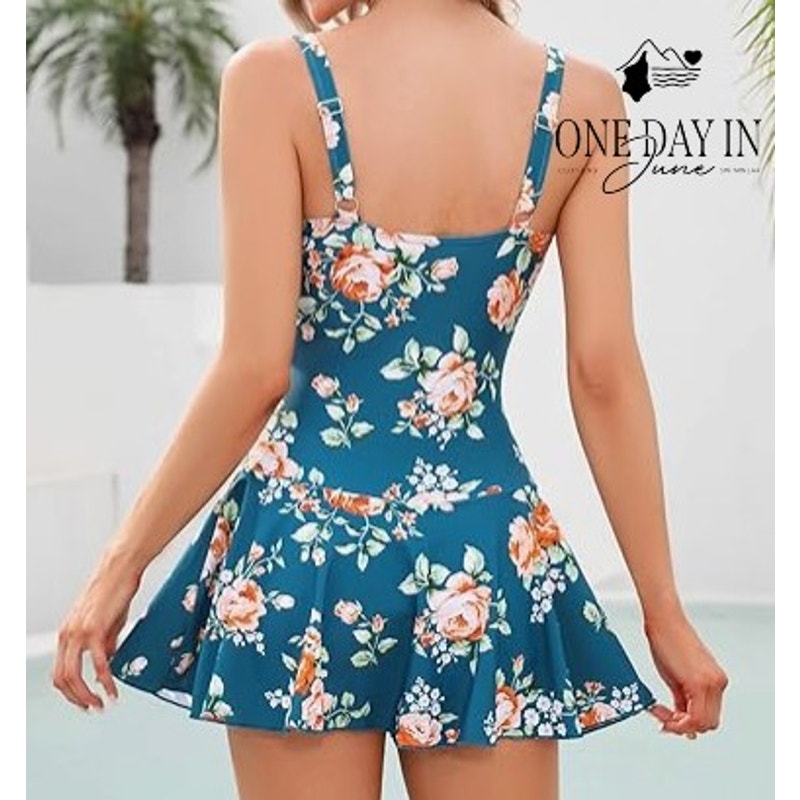 Shekini Twist Front Boyshort Swimdress One Piece Swimsuit Size M