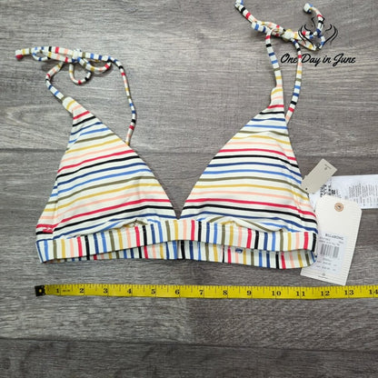 Billabong Gimme Sun Tall Triangle Bikini Top Rainbow Stripe NWT $55.95 Size S