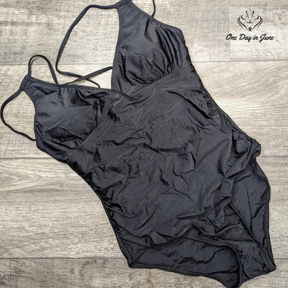 Seamaid V Neck Cross Back One Piece Swimsuit Size M