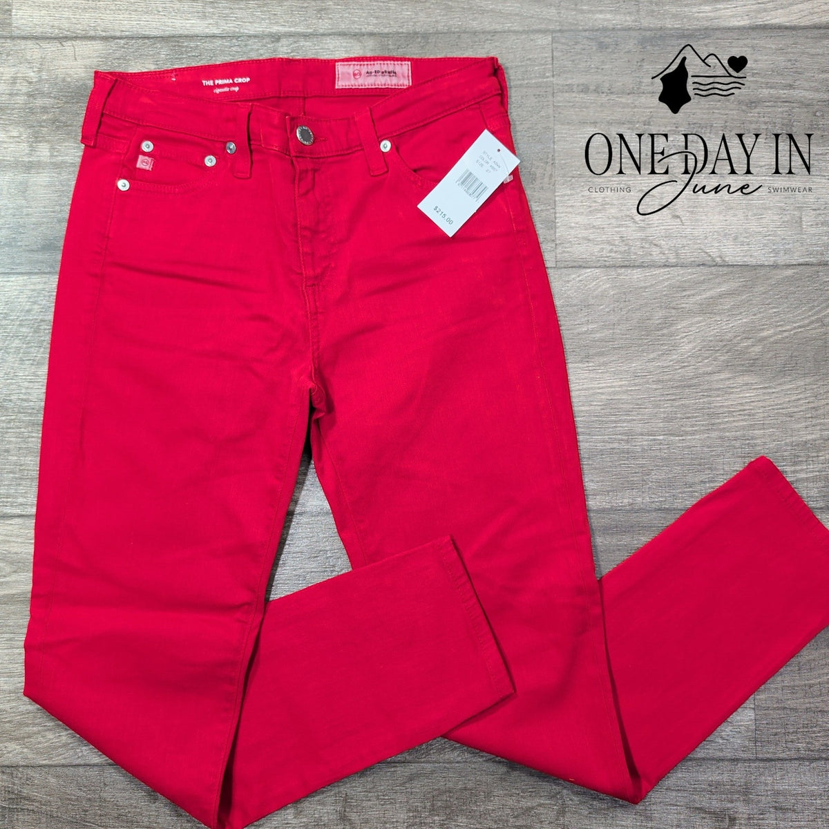 AG Adriano Goldschmied Prima Crop Cigarette Jeans Red Skinny NWT Size 4 (27)