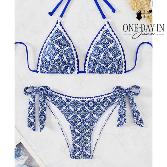 CharmLeaks Adjustable Triangle Tie Side Bikini Swimsuit Size S