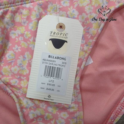 Billabong Ditsy Darling Tropic Bikini Bottom Womens Pink Floral NWT Size L