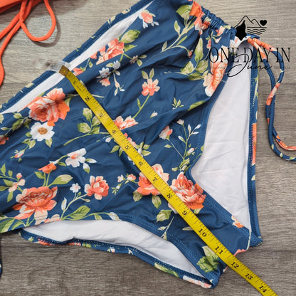 Aqua Eve Cross Front Drawstring High Waist Bikini Swimsuit Size L