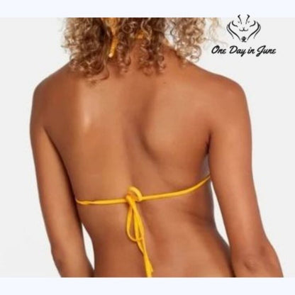 RVCA Forever Halter Reversible Bikini Top Yellow Floral NWT $58 Size S