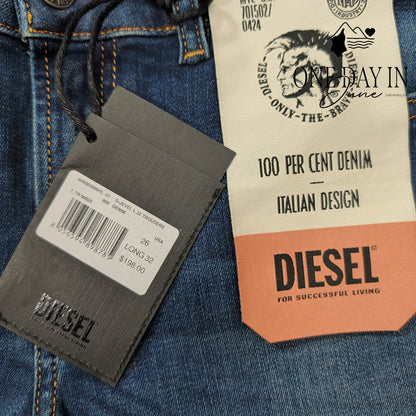 Diesel Industry D-Jevel Jeans Slim Low Rise Blue Denim NWT $198 Size 2 (26)
