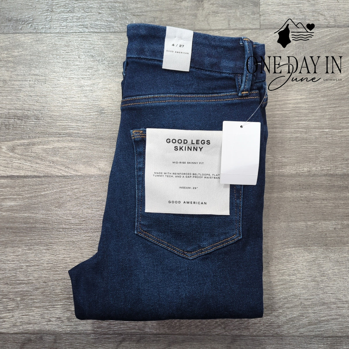 Good American Good Legs Skinny Jeans Dark Wash Raw Hem NWT Size 4