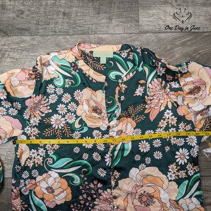 Ryegrass Sea Moss Floral Long Sleeve Top Size S