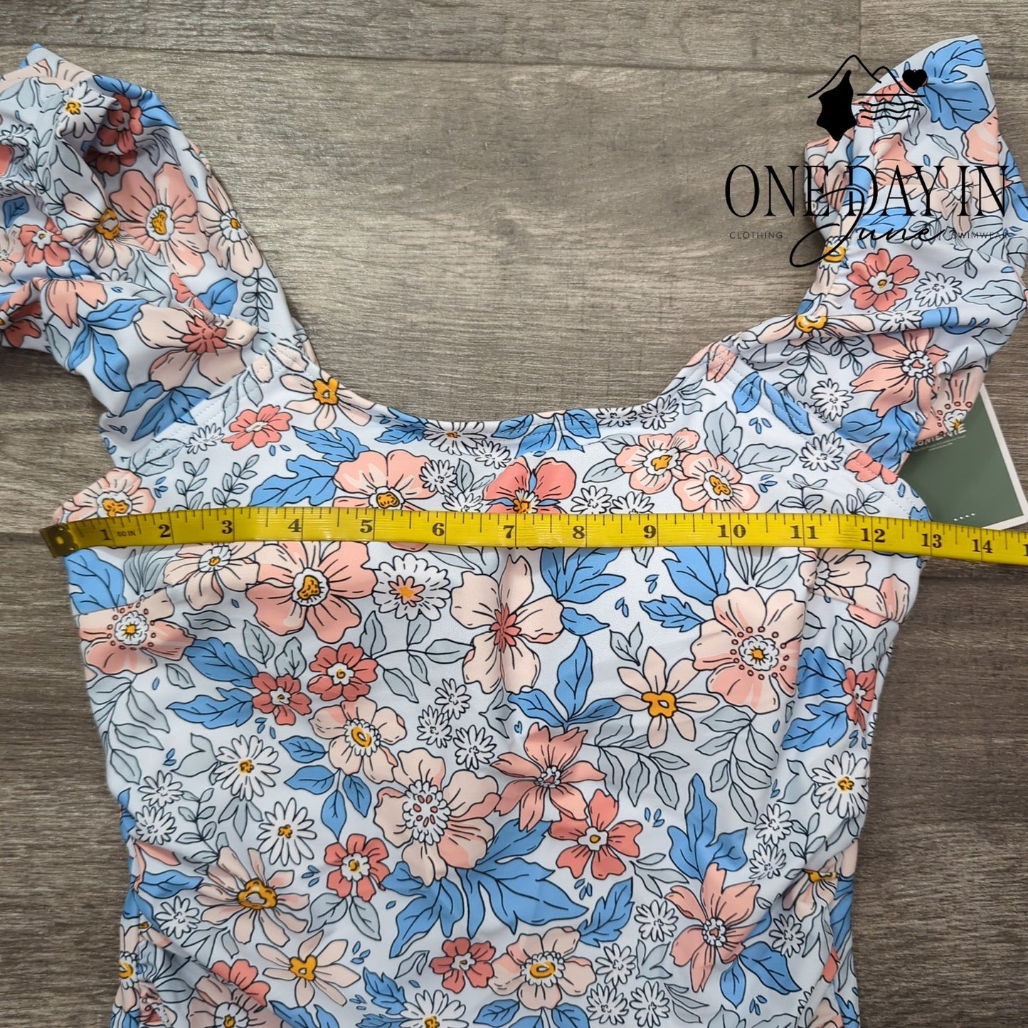 Eomenie Ruffle Shoulder Tummy Control One Piece Swimsuit Size S