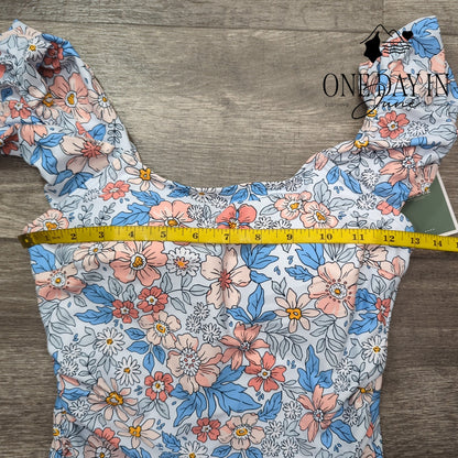 Eomenie Ruffle Shoulder Tummy Control One Piece Swimsuit Size S