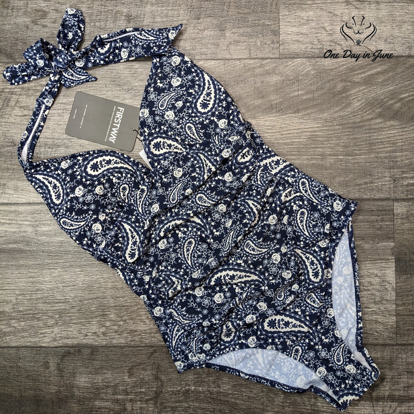 First Way Halter Paisley One Piece Swimsuit Size S