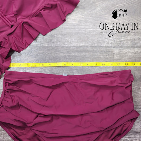 Daci Plus Size High Waist Ruffle Bikini Swimsuit Size 18W