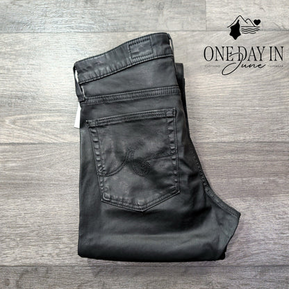 AG Adriano Goldschmied Farrah Skinny Ankle Coated Jeans Black NWT Size 4 (27)