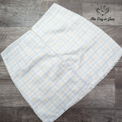 Dee Dee Blue White Plaid Tweed Lined A-Line Mini Skirt Size L