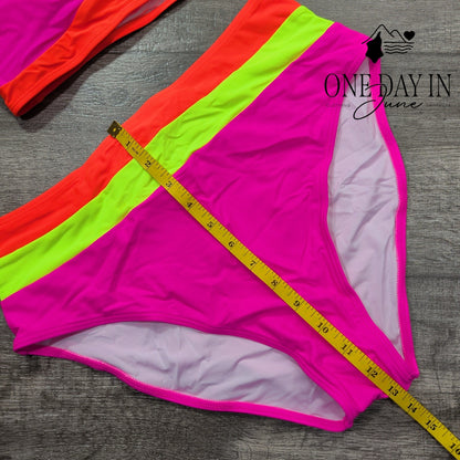 Popvil High Waist Colorblock Bikini Swimsuit Size L