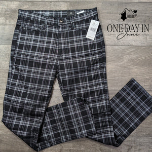 AG Adriano Goldschmied Jodi Crop Jeans Black Gray Plaid NWT Size 2 (26)
