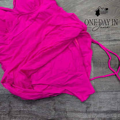 Blooming Jelly Mesh Drawstring One Piece Swimsuit Size L