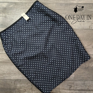 Ann Taylor Polka Dot Pencil Skirt Navy Blue White NWT Size 12