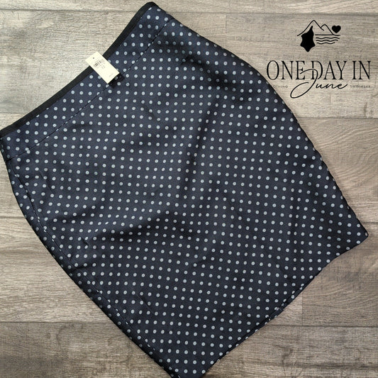 Ann Taylor Polka Dot Pencil Skirt Navy Blue White NWT Size 12