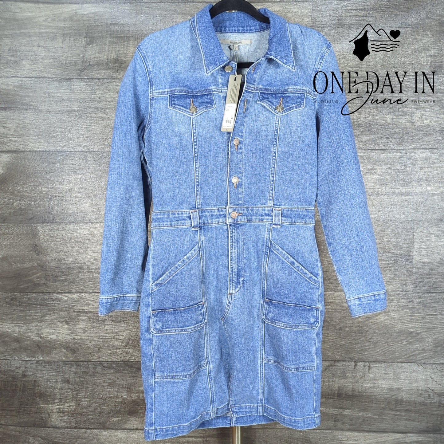 Hudson Reconstructed Maize Long Sleeve Denim Dress Size L