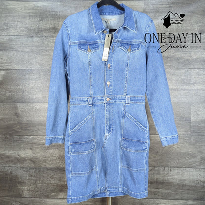 Hudson Reconstructed Denim Cargo Dress Maize Blue NWT $295 Size L