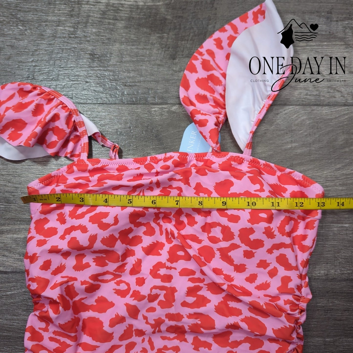 Hilinker Ruffle Shoulder One Piece Swimsuit Size S