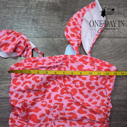 Hilinker Ruffle Shoulder One Piece Swimsuit Size S