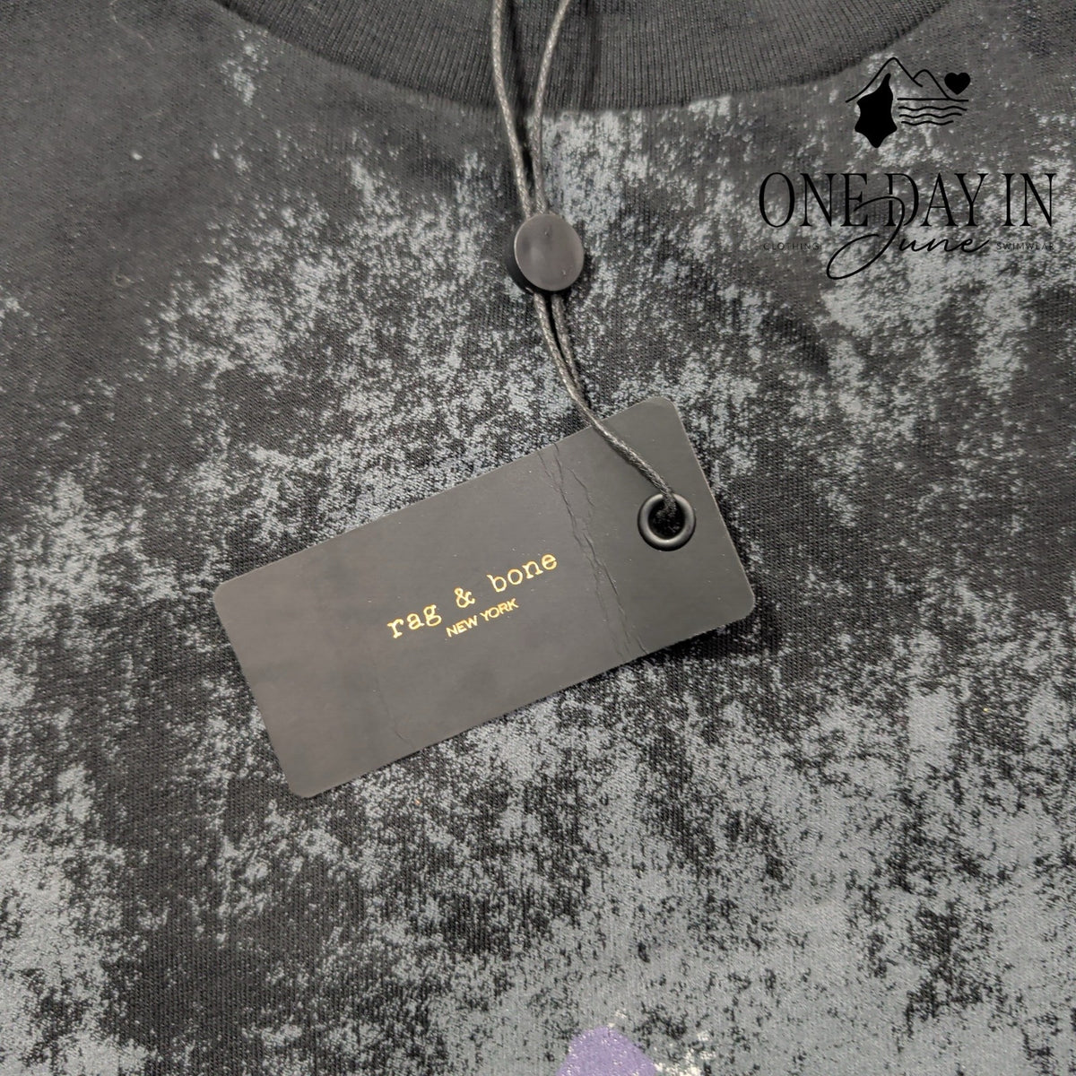 Rag & Bone Splatter Print T Shirt Black Gray Abstract NWT Size L